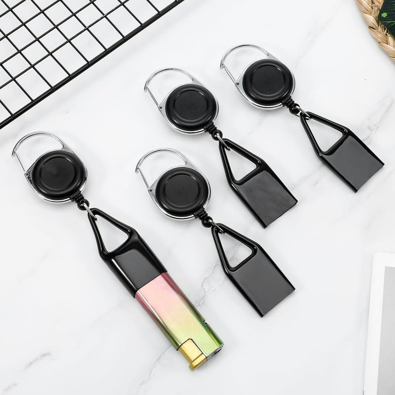 Ajcotahm 4 PCS Lighter Leash, Retractable Pants Lighter Clip, Anti Lost Lighters Cover Convenience Belt Leash Keychain - Image 4